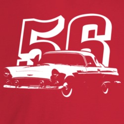 1956 Thunderbird Three Quarter Angle View With Year Dark Color T Shirt