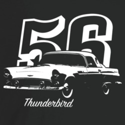 1956 Thunderbird Three Quarter Angle View With Year And Model Name Dar