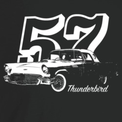 1957 Thunderbird Three Quarter Angle View With Year And Model Name Dar
