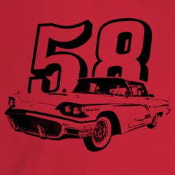 1958 Thunderbird Three Quarter Angle View With Year Light Color T Shir