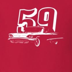 1959 Thunderbird Three Quarter Angle View With Year Dark Color T Shirt