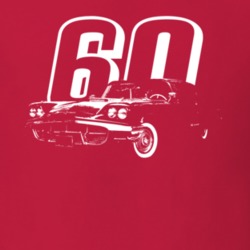 1960 Thunderbird Three Quarter Angle View With Year Dark Color T Shirt