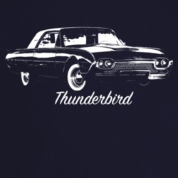 1962 Thunderbird Three Quarter Angle View With Model Name Dark Color T