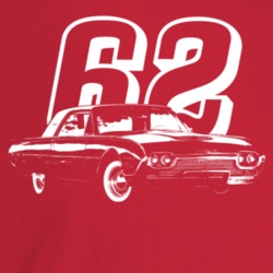 1962 Thunderbird Three Quarter Angle View With Year Dark Color T Shirt