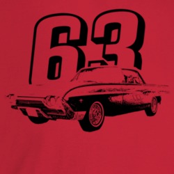 1963 Thunderbird Three Quarter Angle View With Year Light Color T Shir