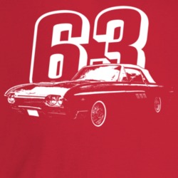 1963 Thunderbird Three Quarter Angle View With Year Dark Color T Shirt