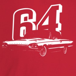 1964 Thunderbird Three Quarter Angle View With Year Dark Color T Shirt