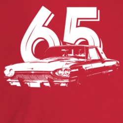 1965 Thunderbird Three Quarter Angle View With Year Dark Color T Shirt
