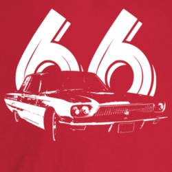 1966 Thunderbird Three Quarter Angle View With Year Dark Color T Shirt