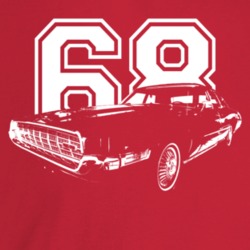 1968 Thunderbird Three Quarter Angle View With Year Dark Color T Shirt