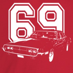 1969 Thunderbird Three Quarter Angle View With Year Dark Color T Shirt