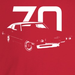 1970 Thunderbird Three Quarter Angle View With Year Dark Color T Shirt