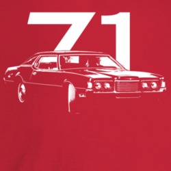 1971 Thunderbird Three Quarter Angle View With Year Dark Color T Shirt