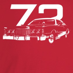 1972 Thunderbird Three Quarter Angle View With Year Dark Color T Shirt