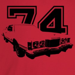 1974 Thunderbird Three Quarter Angle View With Year Light Color T Shir