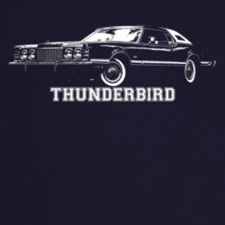 1975 Thunderbird Three Quarter Angle View With Model Name Dark Color T
