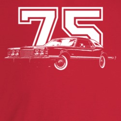1975 Thunderbird Three Quarter Angle View With Year Dark Color T Shirt