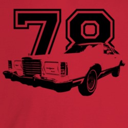 1978 Thunderbird Three Quarter Angle View With Year Dark Color T Shirt