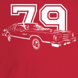 1979 Thunderbird Three Quarter Angle View With Year Dark Color T Shirt