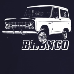 1966 Bronco Three Quarter Angle View With Model Name Dark Color T Shir
