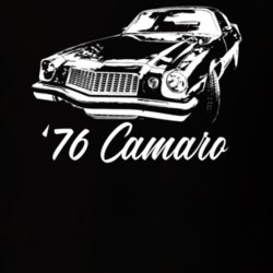 1976 Camaro Three Quarter View With Model Year Dark Color T Shirt
