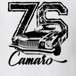 1976 Camaro Three Quarter View With Year And Model Light Color T Shirt