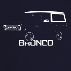 1967 Bronco Three Quarter Angle View With Model Name Dark Color T Shir