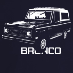 1968 Bronco Three Quarter Angle View With Model Name Dark Color T Shir