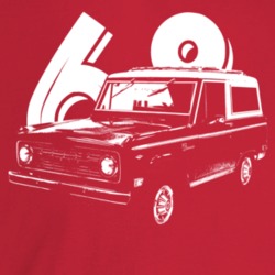 1968 Bronco Three Quarter Angle View With Year Dark Color T Shirt