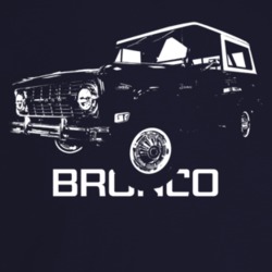 1969 Bronco Three Quarter Angle View With Model Name Dark Color T Shir