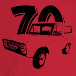 1970 Bronco Three Quarter Angle View With Year Light Color T Shirt