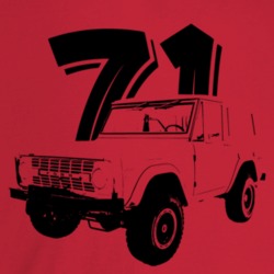 1971 Bronco Three Quarter Angle View With Year Light Color T Shirt