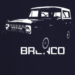 1971 Bronco Three Quarter Angle View With Model Name Dark Color T Shir