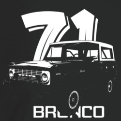 1971 Bronco Three Quarter Angle View With Year And Model Name Dark Col