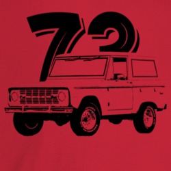 1973 Bronco Three Quarter Angle View With Year Light Color T Shirt