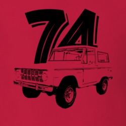 1974 Bronco Three Quarter Angle View With Year Light Color T Shirt