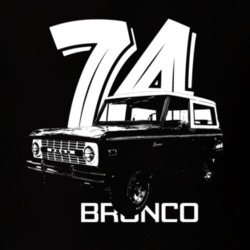 1974 Bronco Three Quarter Angle View With Year And Model Name Dark Col