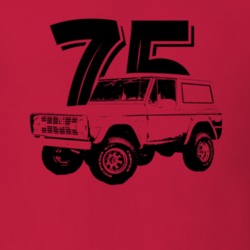 1975 Bronco Three Quarter Angle View With Year Light Color T Shirt