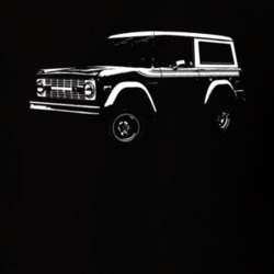 1975 Bronco Three Quarter Angle View Dark Color T Shirt