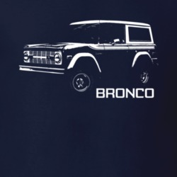 1975 Bronco Three Quarter Angle View With Model Name Dark Color T Shir