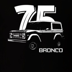1975 Bronco Three Quarter Angle View With Year And Model Name Dark Col