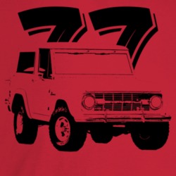 1977 Bronco Three Quarter Angle View With Year Light Color T Shirt