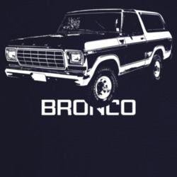 1978 Bronco Three Quarter Angle View With Model Name Dark Color T Shir