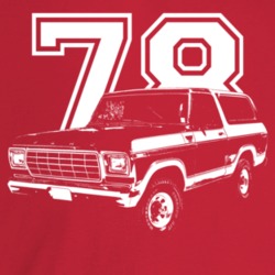 1978 Bronco Three Quarter Angle View With Year Dark Color T Shirt