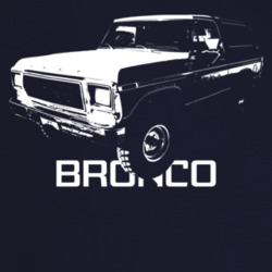 1979 Bronco Three Quarter Angle View With Model Name Dark Color T Shir