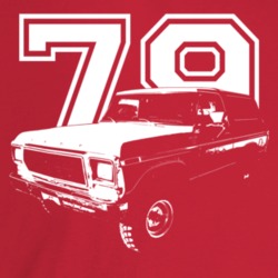 1979 Bronco Three Quarter Angle View With Year Dark Color T Shirt