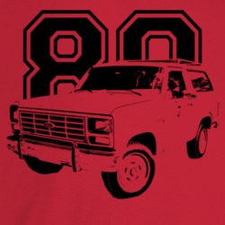1980 Bronco Three Quarter Angle View Wit Year Light Color T Shirt