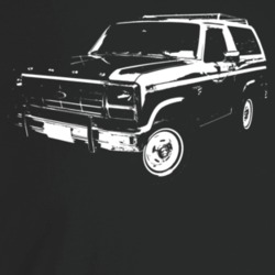 1980 Bronco Three Quarter Angle View Dark Color T Shirt