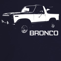 1981 Bronco Three Quarter Angle View With Model Name Dark Color T Shir