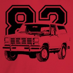 1982 Bronco Three Quarter Angle View With Year Light Color T Shirt